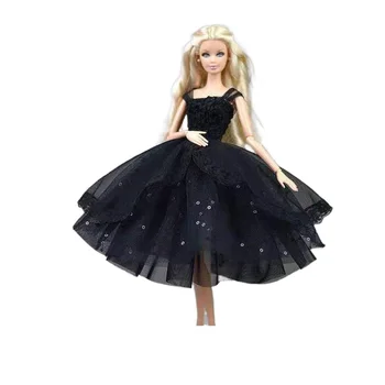 1/6 Siyah Pullu Dantel Elbiseler Kıyafetler Barbie Elbise Prenses Akşam Parti Kıyafeti Tutu Elbise 11.5 