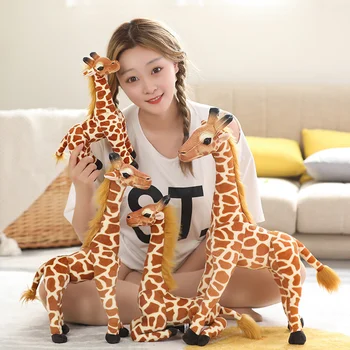 1 adet 30-60CM Gerçek Hayat Peluş Zürafa Oyuncaklar Güzel Bebekler Dolması Yumuşak Hayvan Yastık Odası Dekoratif Hediye Çocuklar için Çocuk Kız