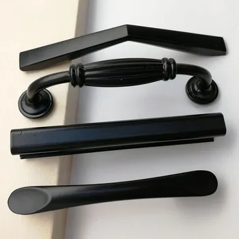 1 adet Sprey Siyah Dolap Dolap Kolu Kapı Çekmece Kolu Kolları Avrupa Modern Minimalist Çinko Alaşım küçük kol Çeker