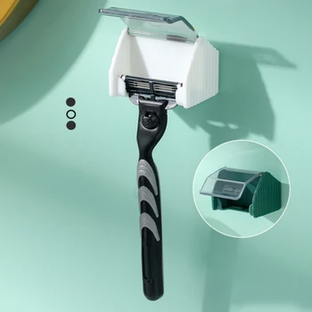 1 ADET Stil Erkek Tıraş Makinesi Raf Alanı Yumruk Ücretsiz Tıraş Tutucu Asılı Depolama Kanca Duvar Banyo Aksesuarları