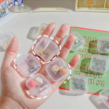 10 Adet Mini Kare Saklama Kapları Menteşeli kapaklı kutu Şeffaf Kulaklıklar saklama kutusu Plastik şeffaf saklama kutusu