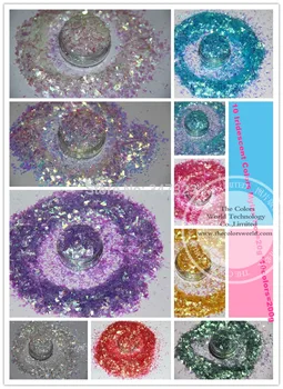10 Yanardöner Renkler Rastgele Kesim Glitter Pulları Mylar tırnak dekorasyon ve diğerleri için