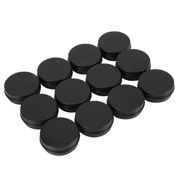 12 Adet 1Oz Siyah Alüminyum Teneke Kavanoz Yuvarlak vidalı kapaklı Konteynerler Boş Metal saklama kutuları Düzenlemek İçin Kozmetik Küçük Takı Orna