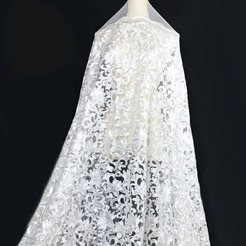 2020 yeni kapalı beyaz çiçek muhteşem tül örgü nakış gelinlik Fransız Afrika dantel kumaş 91x130cm