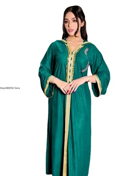 2021 Ramazan Abayas Kadınlar İçin Abaya Dubai Müslüman Kapşonlu Elbise Jalabiya Kaftan Marocain Türk gece elbisesi İslam Giyim