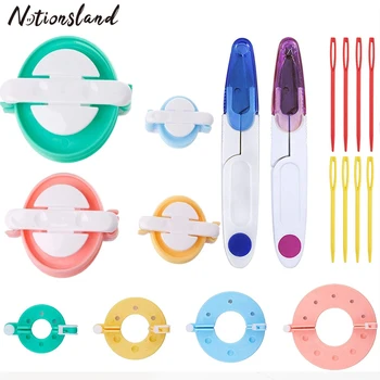 25 adet / takım Ponpon Maker Kitleri Renkli Plastik Örme İğneler Makas DIY Iplik Örgü Tığ Işi El Sanatları Aracı Kiti Dikiş Aracı