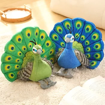25X30 cm Sevimli Simülasyon Tavuskuşu peluş oyuncak Güzel Mavi / Yeşil Kuş Dolması Hayvan Yumuşak Bebek çocuklar için doğum günü hediyesi Ev Dekorasyon