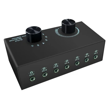 3.5 Mm Stereo ses değiştirici Splitter 6 Yollu ses dağıtıcı kablosu Anahtarı Switcher pasif hoparlör Kulaklık 6 Giriş 1 Çıkış