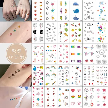 30 ADET Su Geçirmez Sahte Dövme Hyuna Rüzgar Kız Renkli Gülen Yüz Kalp Tatouage Kadınlar Kız için geçici Dövme Etiket