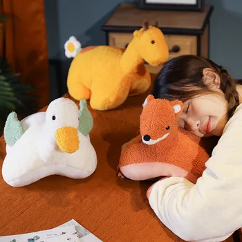 35CM Yumuşak Sevimli Peluş şekerleme yastığı Doldurulmuş Ördek Tilki Geyik peluş oyuncak Orman Hayvan Oyuncaklar Çocuklar Kızlar için Ofis Yastık Ev Dekorasyon