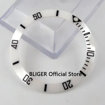 38mm beyaz seramik çerçeve takımı fit 40mm ALT Otomatik izle erkek saati siyah işaretleri tarafından yapılan BLIGER fabrika BB15