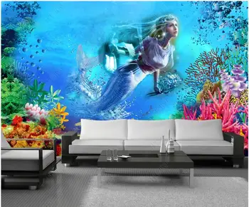 3d Duvar Kağıtları duvar özel duvar Sualtı dünyası mermaid oturma odası ev dekor fotoğraf duvar kağıdı duvarlar için rulo