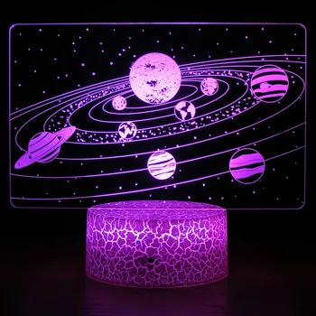 3D evren lamba uzay gece ışıkları güneş sistemi 3D optik Illusion lamba kapalı dekor aydınlatma çocuklar hediyeler Lampe yıldız projektör