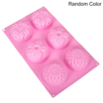 6-Cavity Çikolata silikon kalıp Çiçek Şekli Yapışmaz Kek şekerleme kalıbı Kullanımlık Pudingler Çerezler Pişirme Araçları Rastgele Renk