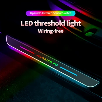 Akrilik USB Güç Hareketli LED Karşılama pedallı araba sürtme plakası Pedalı Kapı Eşiği Yolu İşık Hyundai Avante MD Oto Aksesuarları
