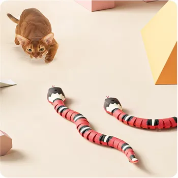 Akıllı Algılama Yılan Kedi İnteraktif Oyuncak Otomatik Elektronik Yılan Kedi Teaser USB Şarj Yavru Oyuncaklar Kediler Köpekler İçin Pet Malzemeleri