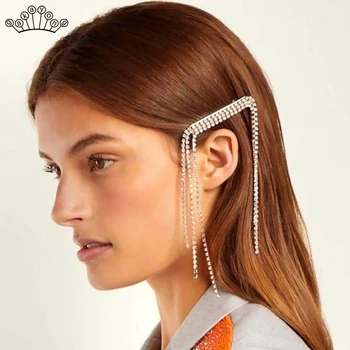 Altın Gümüş Renk Kristaller saç tokası Tokalarım Kadınlar için saç Takı Bling Bling Püskül Saç Klipleri Hairwear Düğün Aksesuarları