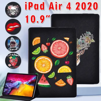 Apple iPad Hava 4 için 2020 10.9 İnç Yüksek Kaliteli Tablet Kılıf Güzel Serisi Desen Katlanır PU Deri Standı Kapak kılıf