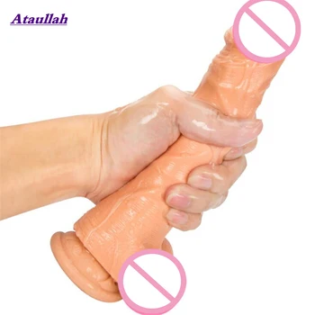 Ataullah USB şarj gerçekçi Dildos titreşim simülasyon Penis yetişkin erotik seks ürünleri mastürbasyon ısıtma kadın için ST078