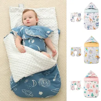 Bebek Uyku Tulumu Kış Sıcak Bebek Düğme Örgü kundak battaniyesi Kundaklama Arabası Wrap Toddler Battaniye Uyku Tulumu