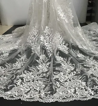 Beyaz Fransız Tül Dantel payetli kumaş düğün elbisesi İçin Yüksek Kalite Afrika Nijeryalı Örgü Dantel Kumaş Gelin İçin LW008A