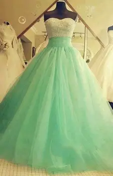 Beyaz ve Yeşil 2018 Balo Kristal Seksi Quinceanera Bel Seksi sevgiliye vestido de noiva anne gelin elbiseler