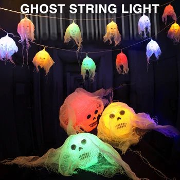 Cadılar bayramı hayalet fener LED kafatası korkunç atmosfer dekoratif dize ışıkları ev su geçirmez tatil ışık süsleme