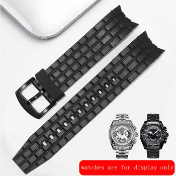 CİCİDD 22mm siyah saat Zincir Silikon Kayış Casio Yapı EF-523 erkek Reçine Yedek Watchband