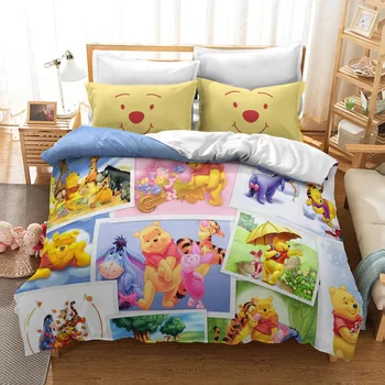 Disney Winnie The Pooh Karikatür Figürleri çocuk Odası 3d Yorgan Yastık Kılıfı Ev Eşyaları Yıkanabilir Tek Kişilik Çift Kişilik Yatak Yorgan