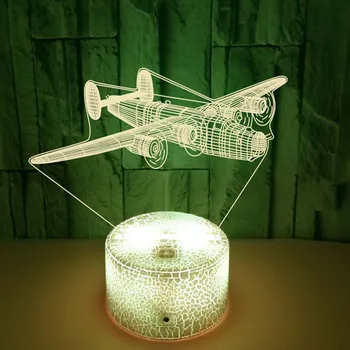 Dokunmatik uzaktan kumandalı anahtar Hava uçağı 3D ışık LED masa lambası Akrilik Gece Lambası 7 Renk değiştirme Mood Lambası USB lamba çocuk hediye