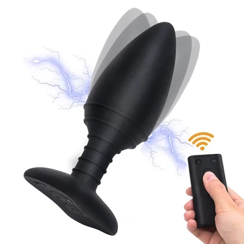 Elektrik Çarpması Anal Vibratör / Dilatör Anal Plug Uzaktan Kumanda Buttplug Yapay Penis Seks Oyuncakları Bir Çift İçin Samimi Ürünler Masturbator
