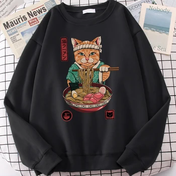 Erişte kediler sevimli japonya tarzı Shinobi kedi Erkekler Hoodies Tişörtü 2021 Erkekler Streetwear Siyah Unisex Hoodie Hiphop Kış Hoodies