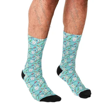 Erkek komik çoraplar Sevimli diş diş macunu diş fırçası ipi Aqua Çorap harajuku Erkekler Mutlu hip hop erkek Rahat Çılgın Çorap erkekler için