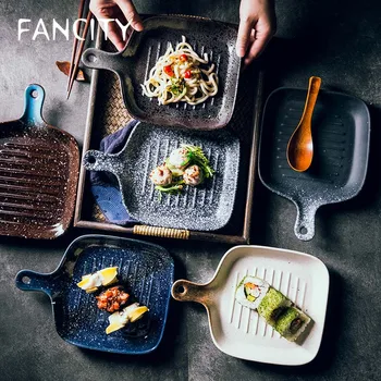 FANCITY Japon tarzı fırın tepsisi, tek kolu yaratıcı pirinç tabağı, seramik tabak, kahvaltı tabağı, pişmiş pirinç tabağı, fırın fla