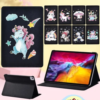 Flip Tablet Kılıf Apple iPad Hava 4 için 2020 10.9 İnç Unicorn Karikatür Deri Kapak Kılıf Yüksek Kalite Tablet Aksesuarları + Stylus