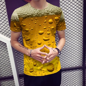 GAOKE Yeni Bira 3D Baskı T Shirt Kadın Erkek Komik Yenilik kısa kollu t-shirt Üstleri Unisex Kıyafet Giyim