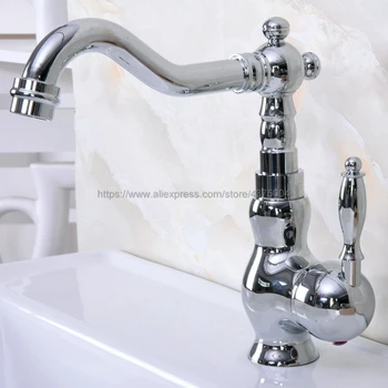 Güverte Üstü Cilalı Krom Tek Kolu Delik Banyo lavabo bataryası Musluk Sıcak ve Soğuk Su musluk bataryası Nnf934