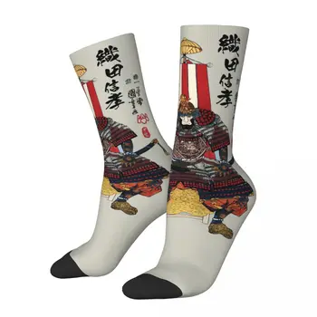 Hip Hop Retro Temel Çılgın erkek varis çorabı Unisex Samurai Japanense Kültür Moda Serin Dikişsiz Baskılı Ekip Çorap