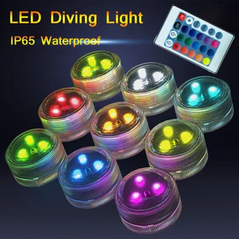 IP65 su geçirmez dalgıç LED ışıkları uzaktan kumanda LED çay mini ışıklar sualtı lamba düğün parti vazo dekor
