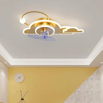 Iskandinav yatak odası dekoru için led ışıkları odası ışıklı tavan fanı lambası restoran yemek odası tavan vantilatörleri ışıkları ile uzaktan kumanda