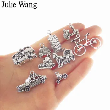 Julie Wang 10 adet Alaşım Karışık Motosiklet Araba Bisiklet Charms Antik Gümüş Renk Kolye Kolye DIY Takı Yapımı Aksesuar