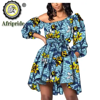 Kadınlar için afrika Elbiseler Bazin Riche Afrika Baskı Pamuk Midi DressBodycon Zarif parti giysileri Artı Boyutu S1925026