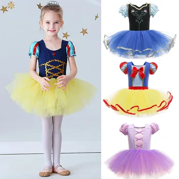 Kız tutu Dans Elbise Çocuklar Rapunzel Anna Elsa elbise Prenses Elbise Bebek Kız Cosplay Noel Kostüm 3 ila 8 yıl