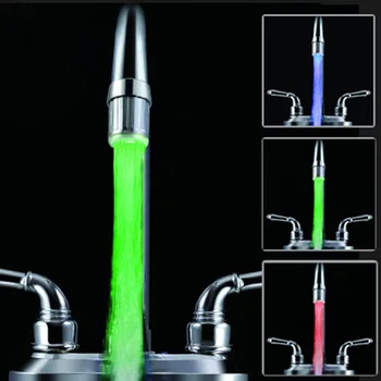 LED sıcaklık duyarlı 7-renk ışık-up musluk mutfak banyo aydınlık su tasarrufu musluk havalandırıcı dokunun meme duş