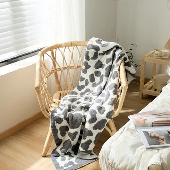 Leopar Baskı kanepe battaniyesi Ofis Şekerleme Örme İplik Atmak Başucu Yatak Örtüsü Kış Sıcak Ev Tekstili Polar Blankets130x160cm