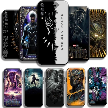 Marvel Avengers Siyah Panter Samsung Galaxy A50 telefon kılıfı Kapak Kılıfları Tam Koruma Sıvı Silikon Darbeye Dayanıklı Siyah