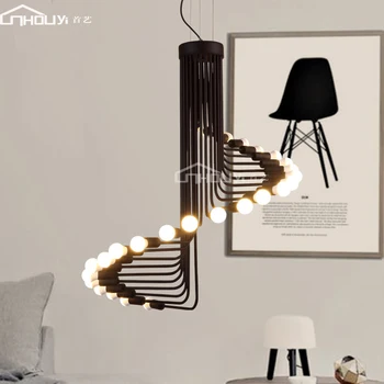 merdiven ışık kolye ışık 2017 kahve bar Amerikan LED loft retro basit yaratıcı Spiral