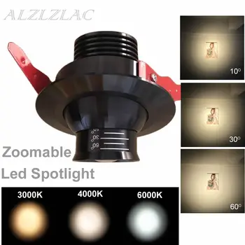 Mini Led Spot Kısılabilir 3W 5W Zumlanabilir 360 ° Dönebilen Gömme Tavan Spot Led Downlight Alüminyum 12V 24V Takı Dolabı