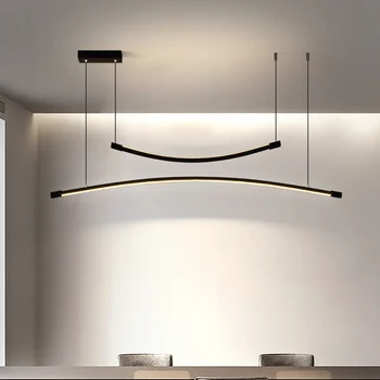 Minimalist Modern LED Avize Yemek Odası Mutfak Ada Uzun Kolye Lamba İskandinav Restoran Bar Ofis Armatürleri Siyah / Altın