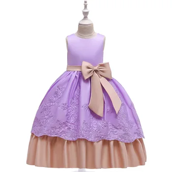 Moda Küçük Kızın Kolsuz İşlemeli Kız Rahat Tatil Uzun Performans Düğün Maxi Eklenmiş Elbise 4-13Years İçin